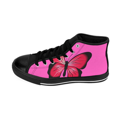 PINK BUTTERFLY WOMEN'S HIGH-TOP SNEAKERS