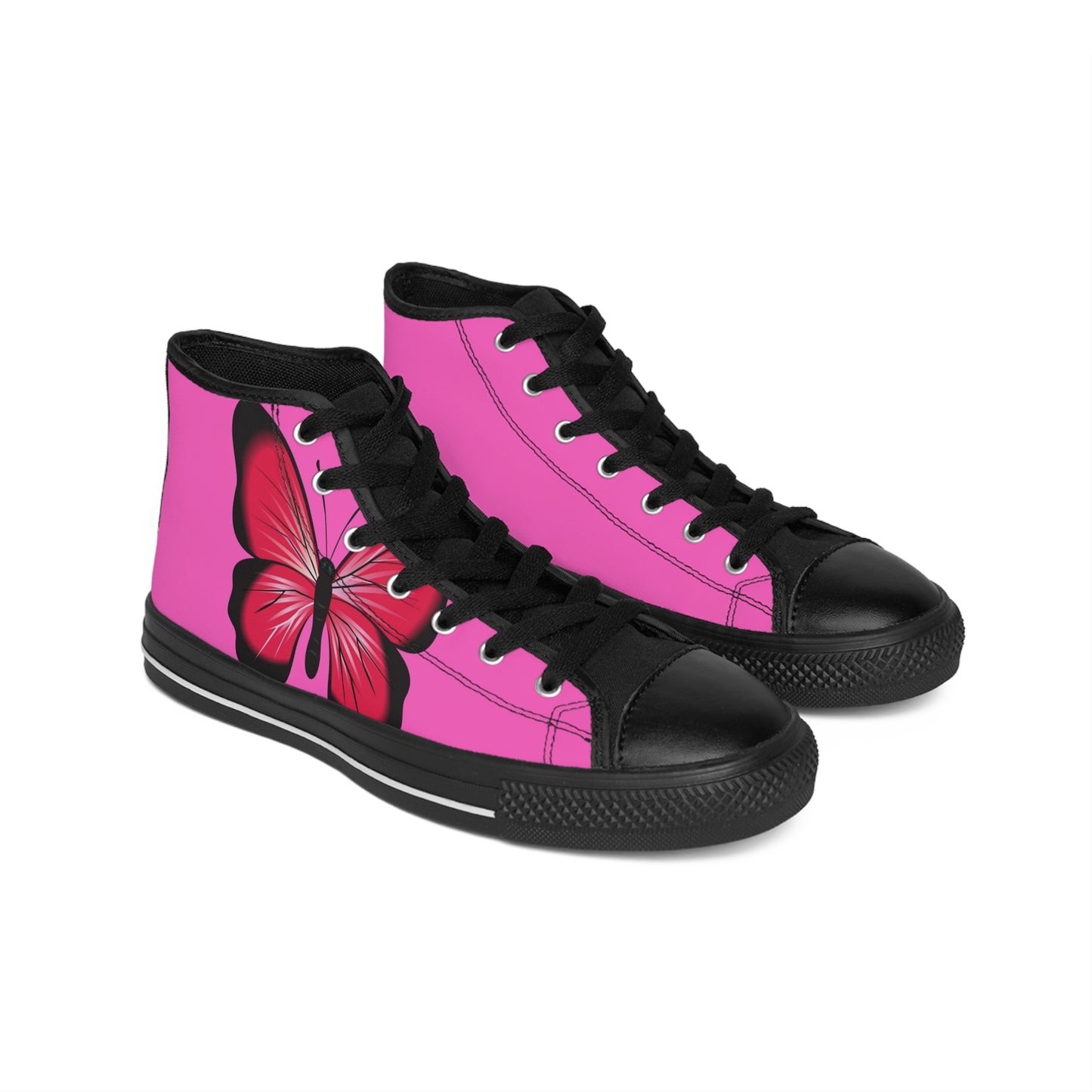 PINK BUTTERFLY WOMEN'S HIGH-TOP SNEAKERS