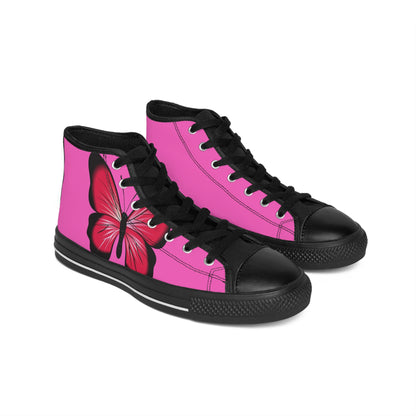 PINK BUTTERFLY WOMEN'S HIGH-TOP SNEAKERS